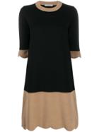 D.exterior Two-tone Knitted Dress - Black