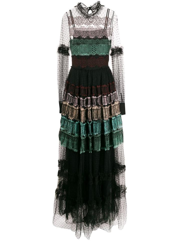 Wandering Panelled Lace Dress - Black
