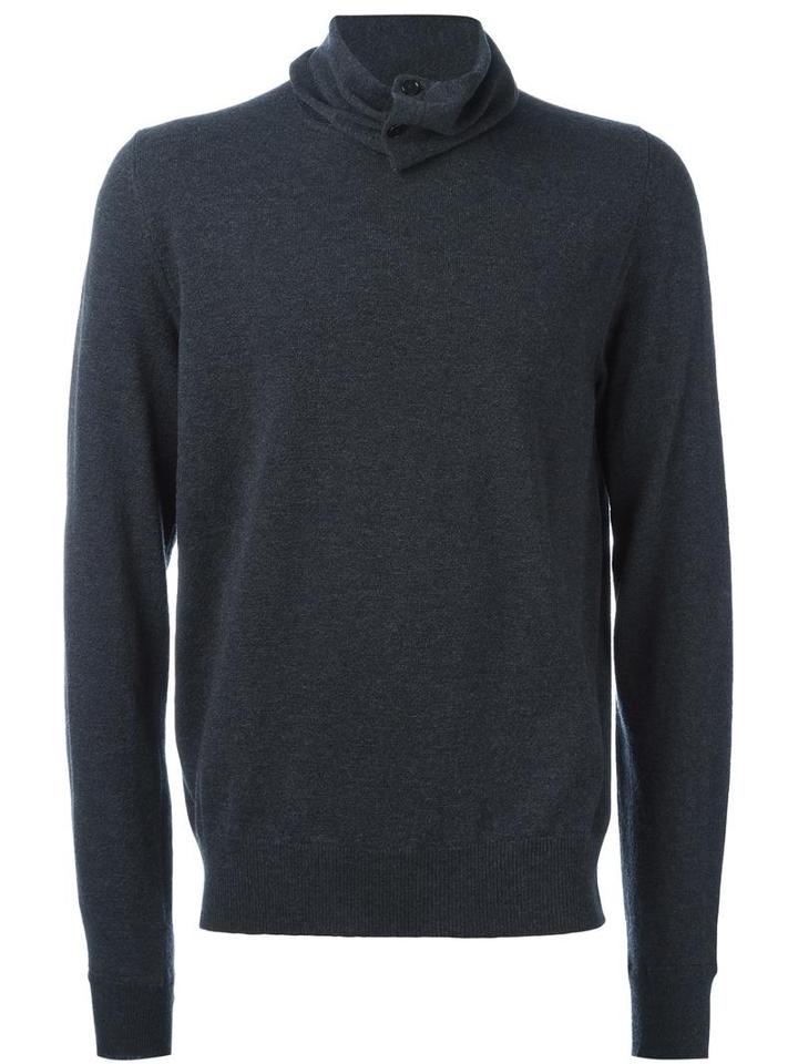 Maison Margiela Buttoned Roll Neck Jumper, Men's, Size: Medium, Grey, Wool