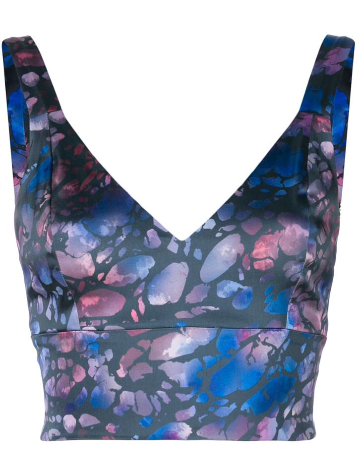 Murmur Print Cropped Vest Top - Blue
