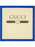 Gucci Gucci Logo Silk Scarf - White