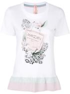 Marc Cain Patterned Ruffle Hem T-shirt - White