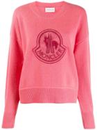 Moncler Logo Patch Sweater - Pink