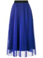 Msgm - Pleated Midi Skirt - Women - Polyester - 40, Women's, Blue, Polyester