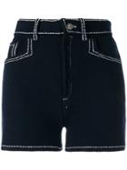 Barrie Stitch-detail Shorts - Blue