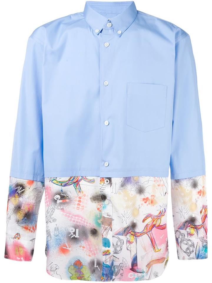 Comme Des Garçons Shirt Patchwork Shirt, Men's, Size: Large, Blue, Cotton