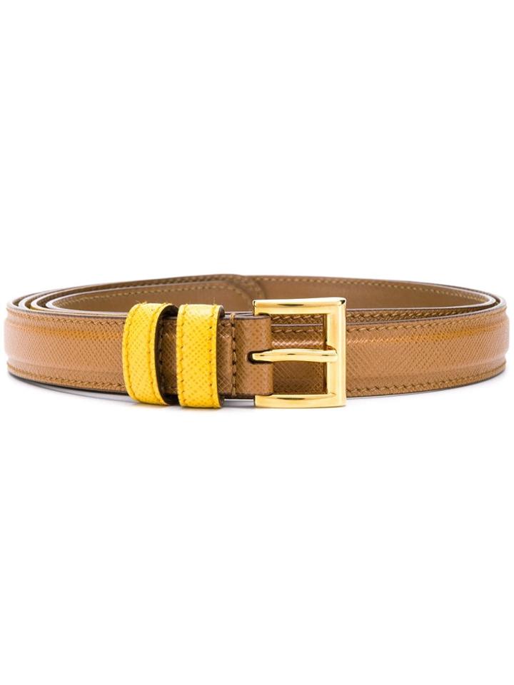 Prada Two Tone Buckle Belt - Brown