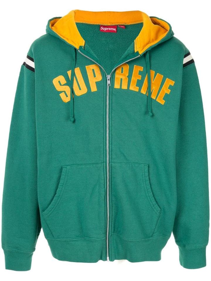 Supreme Logo Zipped Hoodie - Green