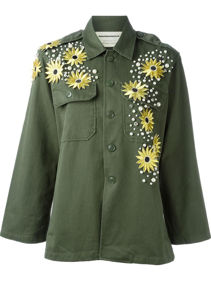 Night Market Flower Application Military Jacket