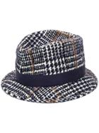 Tagliatore Chris Houndstooth Check Hat - Blue