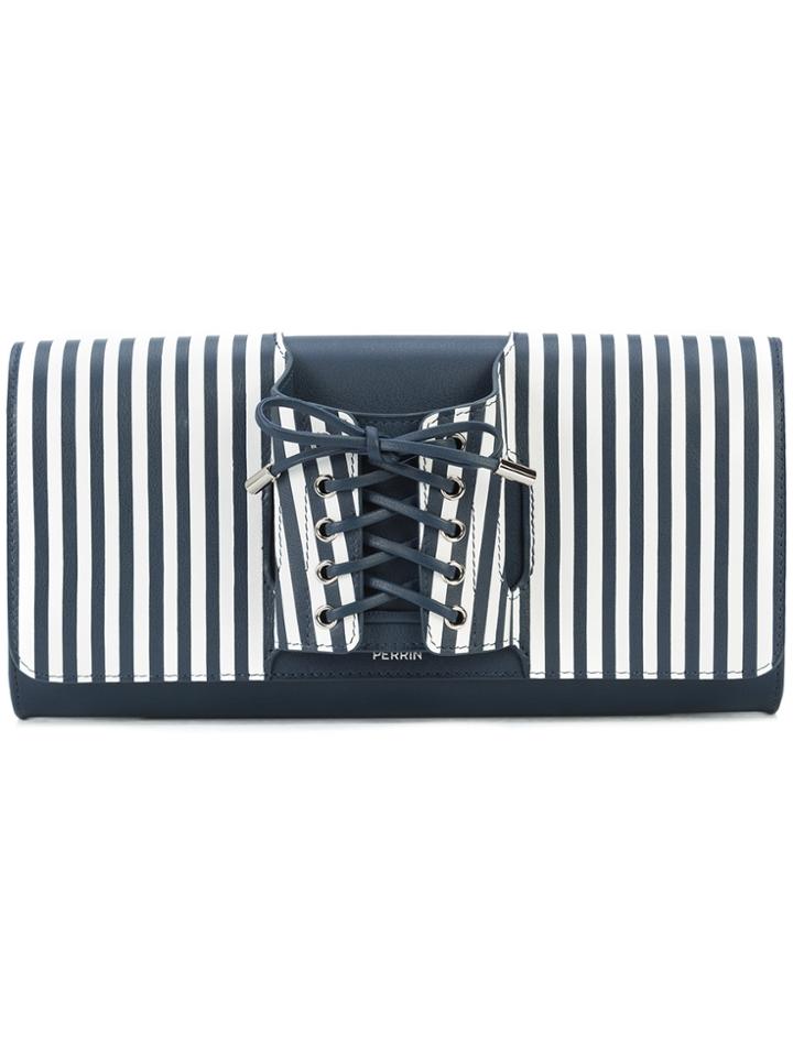 Perrin Paris Lace-up Glove Clutch Bag - Blue