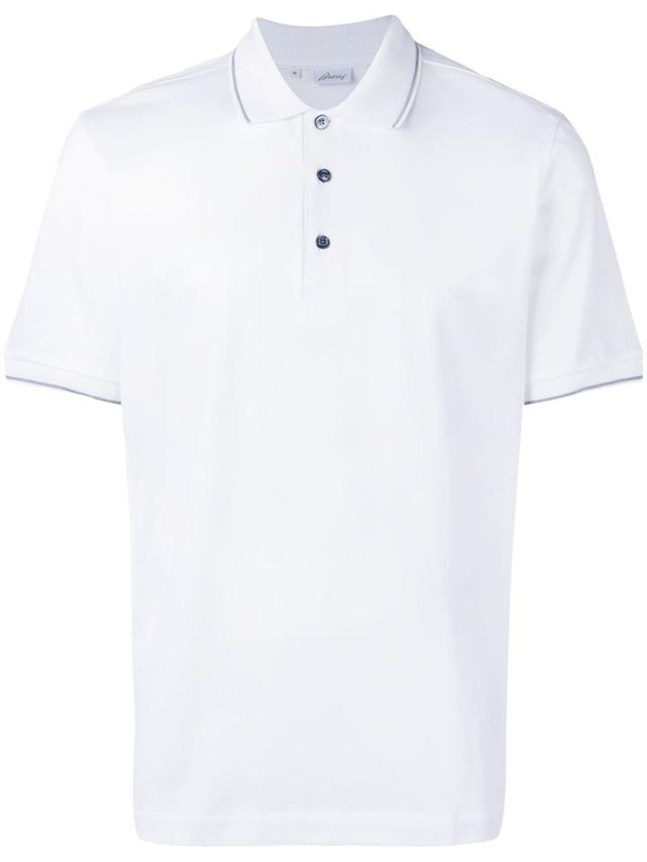 Brioni Contrasting Trim Polo Shirt - White