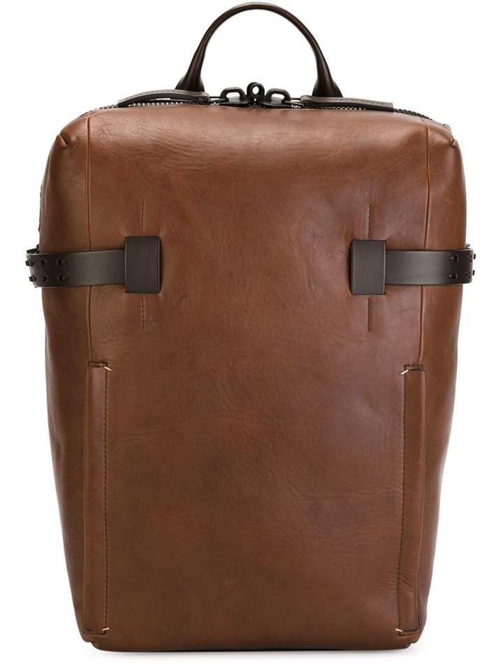Troubadour Compact Rucksack, Brown, Cotton/leather