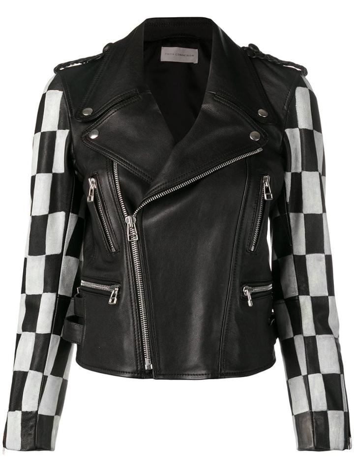 Faith Connexion Checkered Bike Zipped Jacket - Black