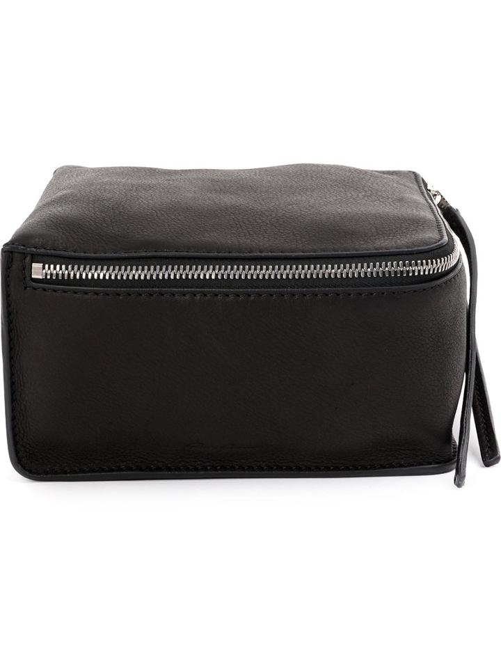 Rick Owens - Box-style Zip Clutch - Men - Calf Leather/lamb Skin - One Size, Black, Calf Leather/lamb Skin