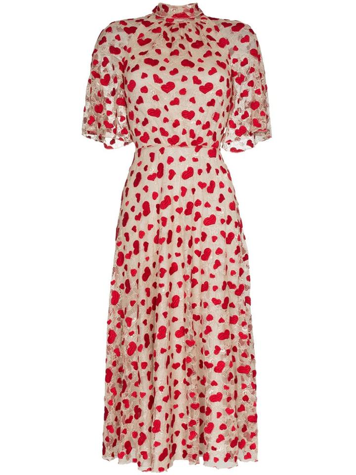Giambattista Valli Heart Embroidered Lace Cotton Blend Dress