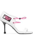 Prada Patent Leather Sandals With Elasticized Cords - White