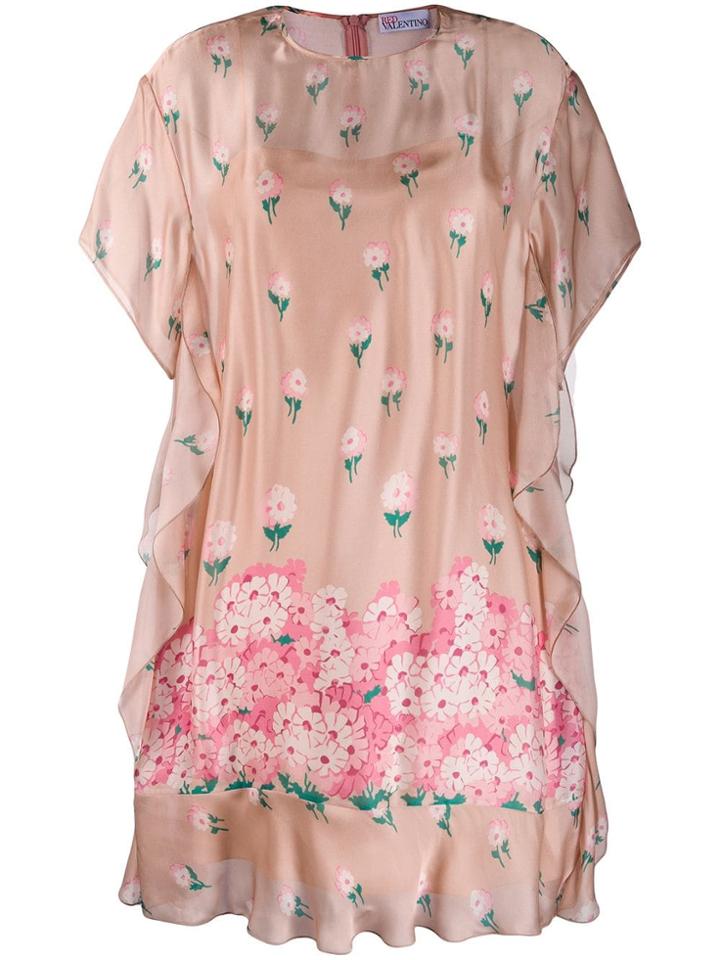 Red Valentino Floral Flared Dress - Neutrals