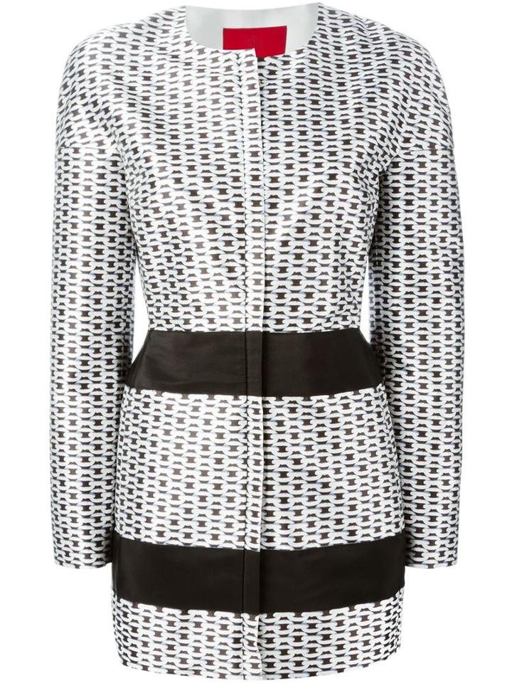 Moncler Gamme Rouge Chain Print Coat, Women's, Size: 1, White, Silk/polyester