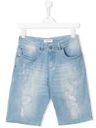 John Galliano Kids Distressed Denim Shorts - Blue