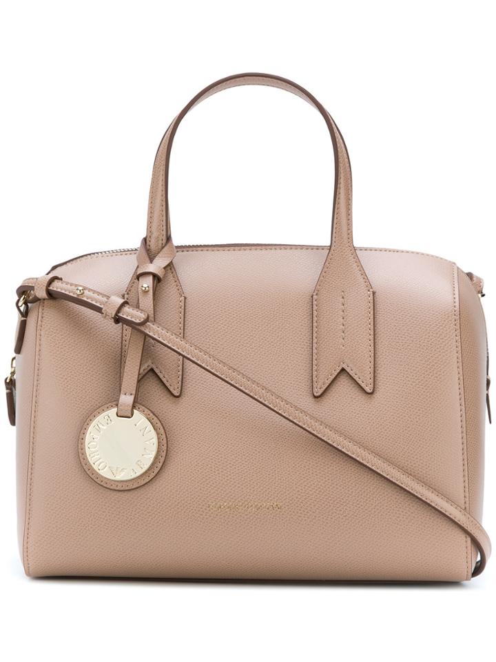 Emporio Armani Charm-detail Satchel - Nude & Neutrals