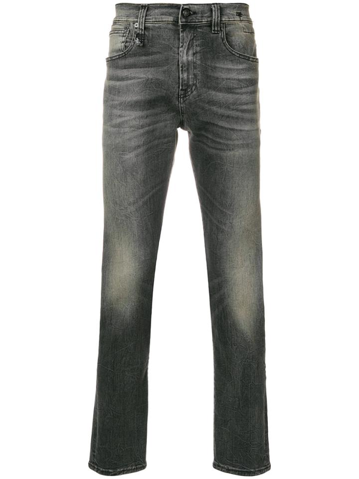 R13 Stonewashed Slim Fit Jeans - Grey