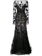 Oscar De La Renta Floral-appliquéd Lace Gown - Black