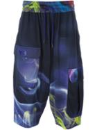 Y-3 Blur Print Shorts, Men's, Size: Medium, Black, Cotton