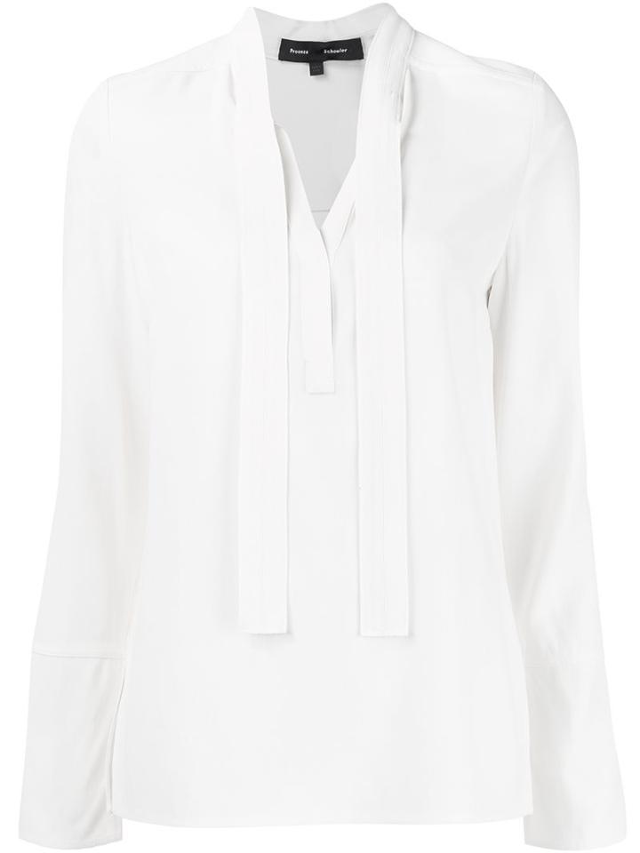 Proenza Schouler V-neck Blouse, Women's, Size: 8, White, Acetate/viscose