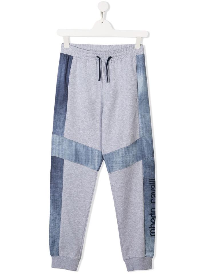 Roberto Cavalli Junior Paneled Colour Block Casual Trousers - Grey