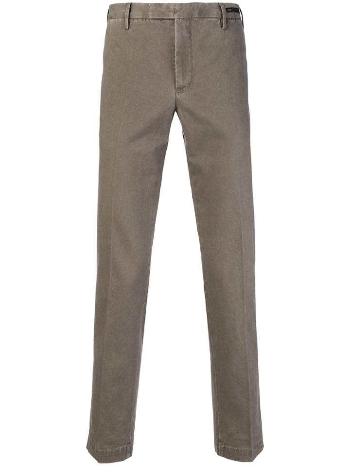 Pt01 Washed Effect Slim-fit Chinos - Grey