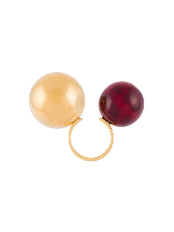 Marni Double Sphere Ring, Women's, Size: S, Metallic, Brass