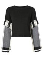 3.1 Phillip Lim Long Sleeve Fringed Sweater - Black