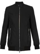 Thamanyah Band Collar Bomber Jacket, Men's, Size: 48, Black, Polyester