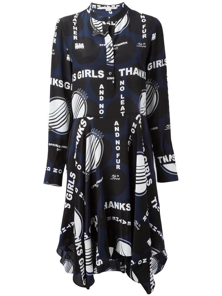 Stella Mccartney Asymmetric Printed Dress, Women's, Size: 42, Black, Silk