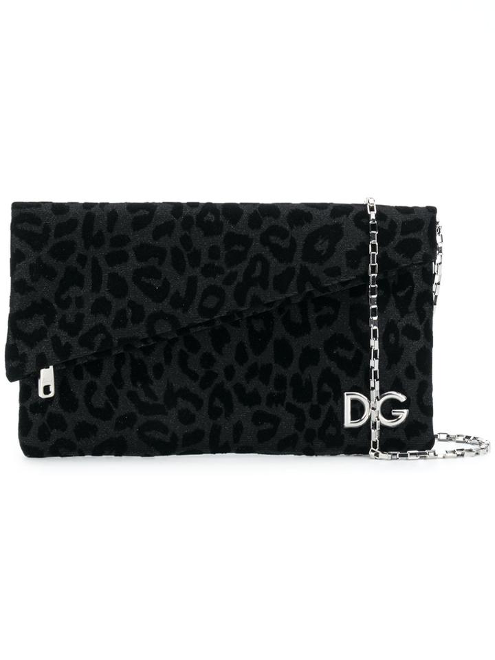 Dolce & Gabbana Foldover Logo Clutch Bag - Black