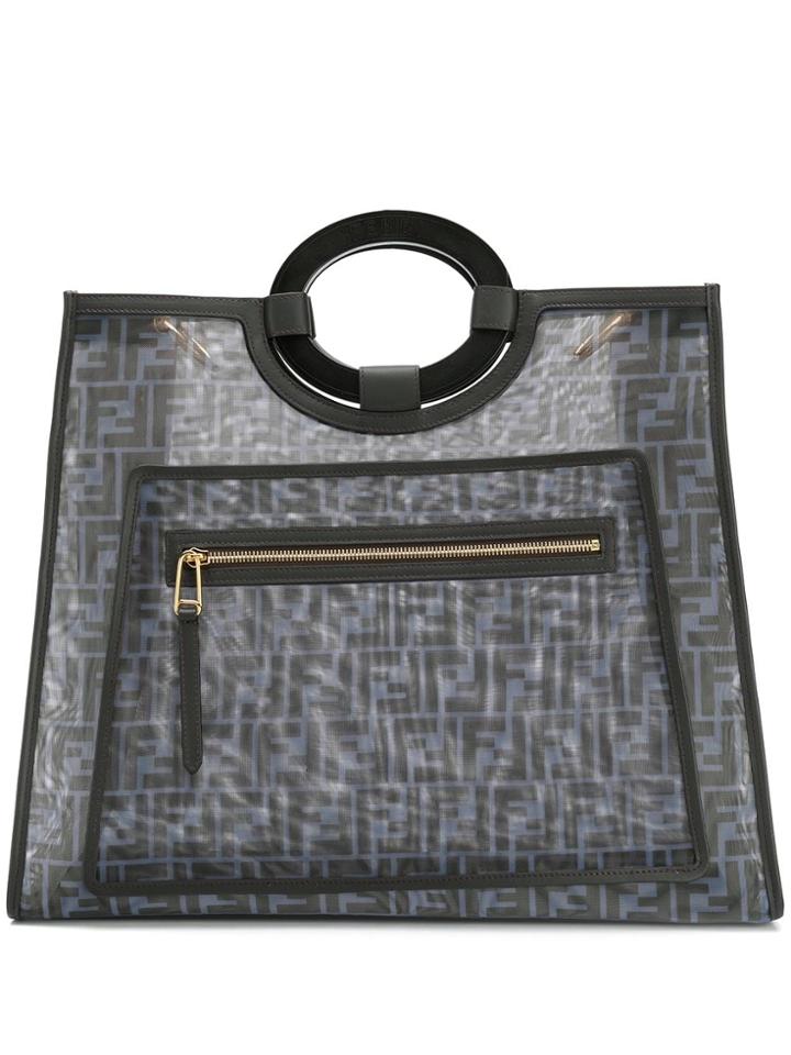 Fendi Signature Ff Logo Print Tote - Black