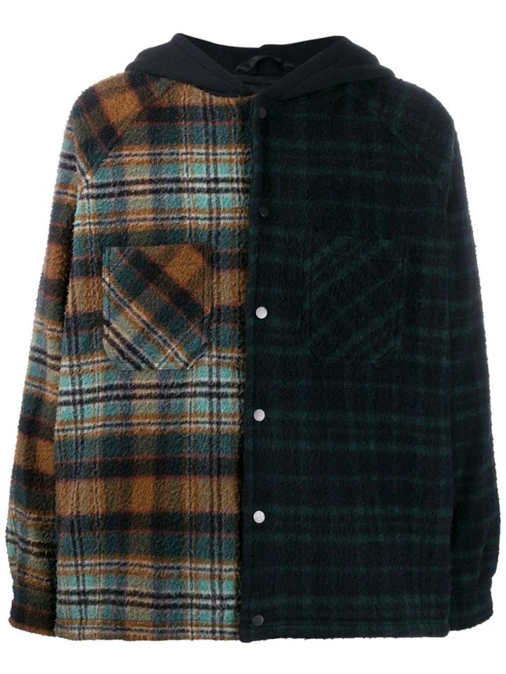Represent Boxy Checked-panelled Jacket - Black
