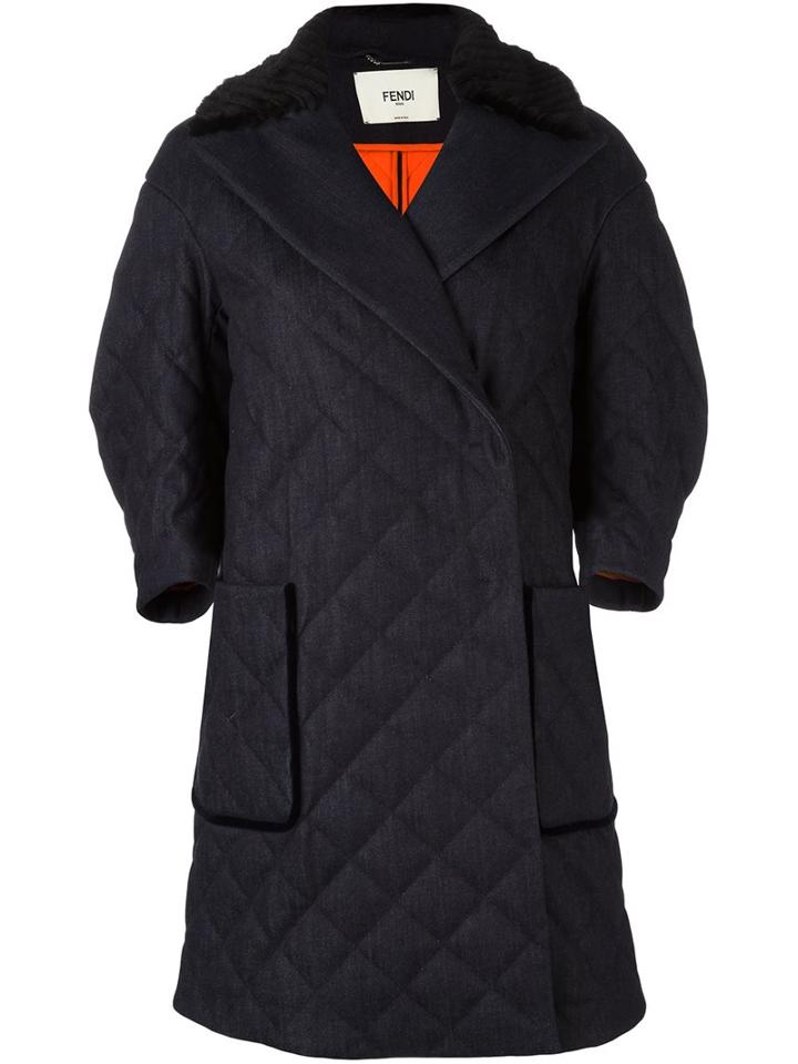 Fendi Mink Fur Collar Denim Coat