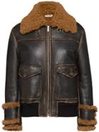 Miu Miu Vintage-look Leather Jacket - Brown