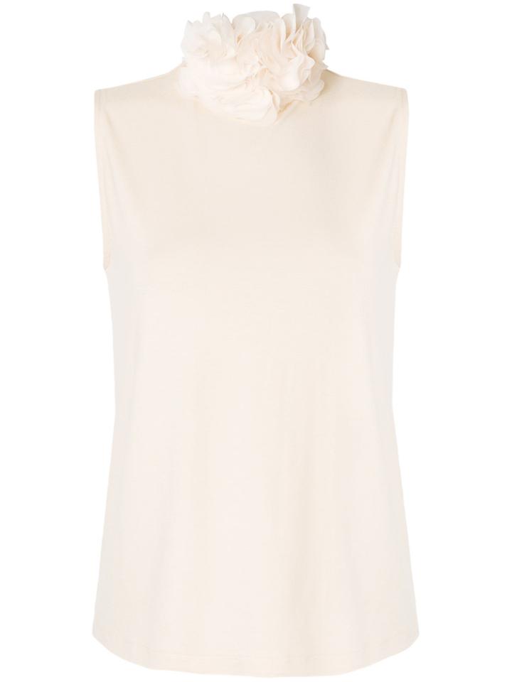 Lardini Corsage Collar Sleeveless Blouse - Nude & Neutrals