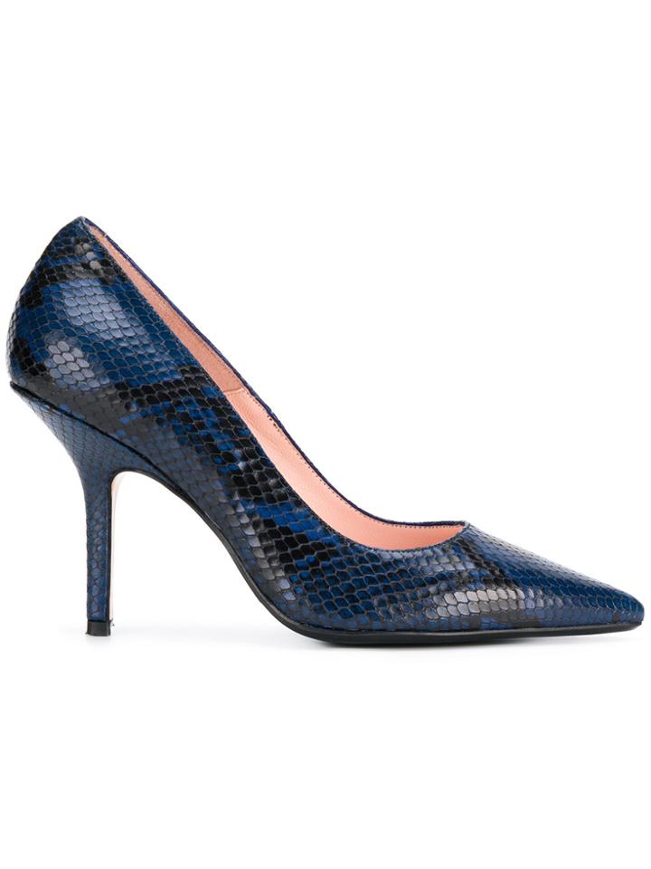 Anna F. Snakeskin Effect Pumps - Blue