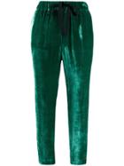 Semicouture Cropped Velvet Trousers - Green