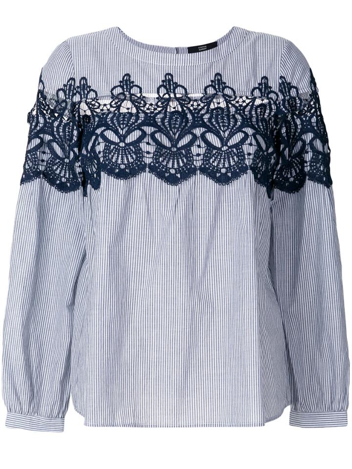 Steffen Schraut Lace Insert Striped Blouse - Blue