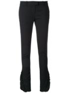 Thomas Wylde Ruffled Trousers, Women's, Size: 4, Black, Spandex/elastane/viscose/modal/virgin Wool