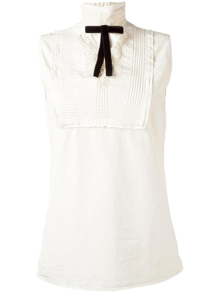 Dsquared2 Lace Neckline Bib Blouse, Women's, Size: 38, Nude/neutrals, Cotton