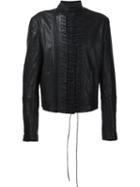 Haider Ackermann Lace-up Leather Jacket, Men's, Size: Large, Black, Cotton/leather/rayon