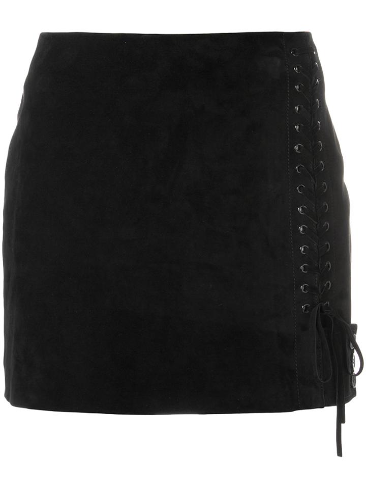 Saint Laurent Side Lace-fastened Fitted Skirt - Black