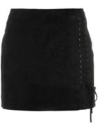 Saint Laurent Side Lace-fastened Fitted Skirt - Black