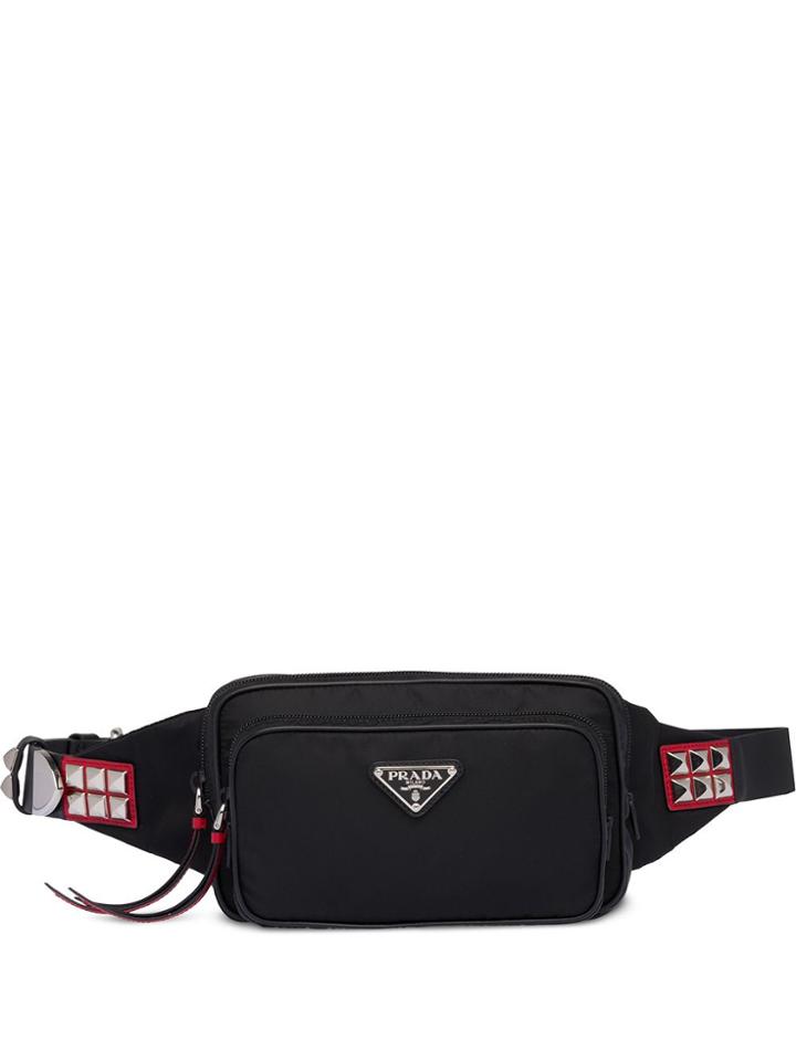 Prada Nylon Stud Detailed Belt Bag - Black